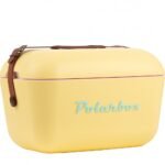 Polarbox® Classic Cooler box - Yellow with Brown Leather Strap - 20L
