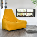 ⁦كرسي بين باج مخمل شمواه - أصفر خردل⁩ - الصورة ⁦4⁩