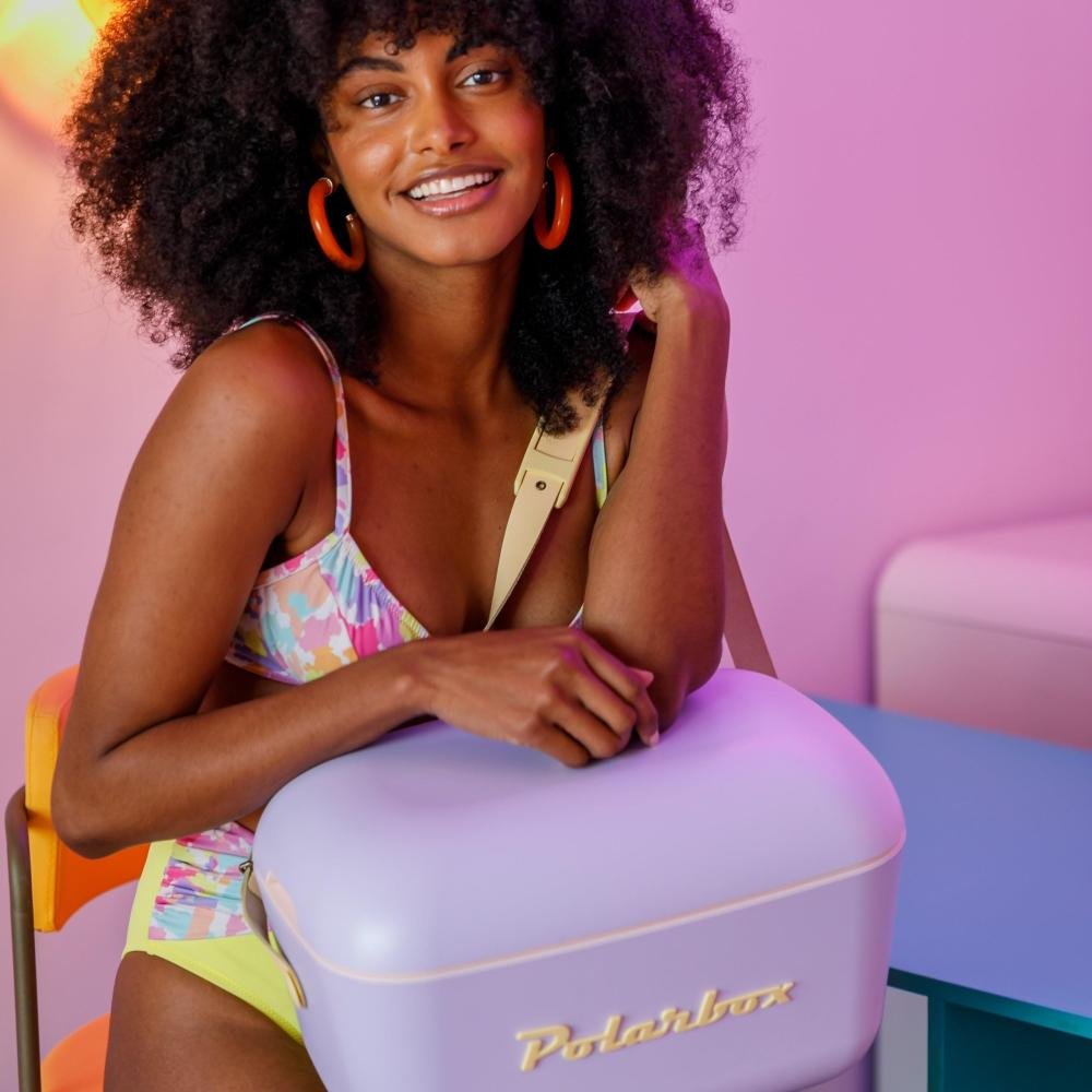 Polarbox® Pop Cooler box - Lilac with Yellow Leather Strap - 12L