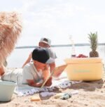 Polarbox® Pop Cooler box - Yellow with Cyan Leather Strap - 20L - Image 7